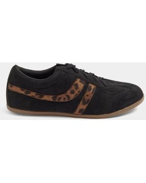 Long Tall Sally Leopard Retro Faux Suede Sneakers - White