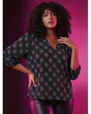 Roman Curve Glitter Sparkle Tunic Top - Purple