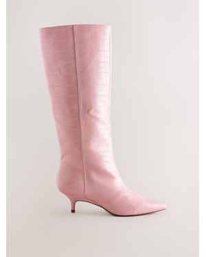 Next Forever Comfort Knee High Underset Heel Boots - Pink
