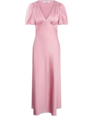 OMNES Rosie Ruched Puff Sleeve Dress - Pink