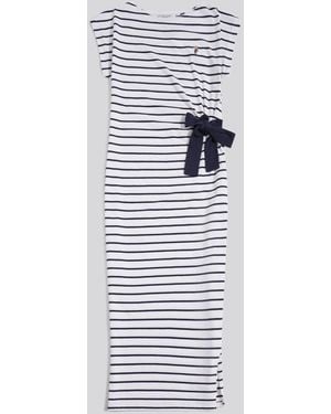 U.S. POLO ASSN. U. Polo Assn U. Polo Assn. Stripe Tie Detail Midi Dress - White