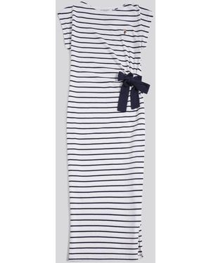 U.S. POLO ASSN. U. Polo Assn U. Polo Assn. Stripe Tie Detail Midi Dress - White