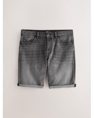 Next Slim Fit Motion Flex Denim Shorts - Gray