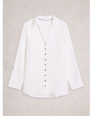 White Stuff Annie Double Cloth Longline Shirt - Natural