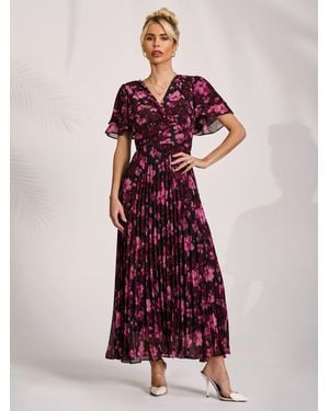 Jolie Moi Chiffon Pleated Maxi Dress - Red