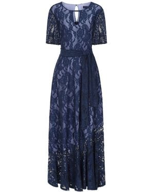 Hot Squash Asymmetric Lace Keyhole Dress - Blue