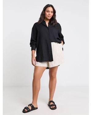 Simply Be Relaxed Linen Shirt - Black
