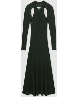 Reiss Vivienne Petite Cut-Out Knitted Maxi Dress - Green