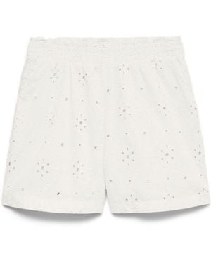 Vero Moda Broderie High Waisted Shorts - White