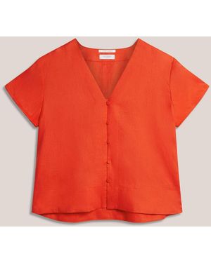 Hobbs Aurelia Short Sleeve Linen Top - Red