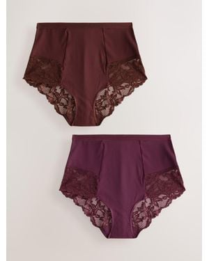 Next Plum High Waist Brief Tummy Control Light Shaping Panties 2 Pack - Purple