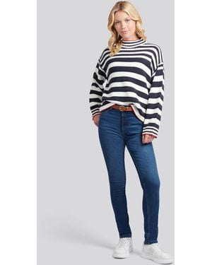 U.S. POLO ASSN. U. S. Polo Assn U. S. Polo Assn. Textured Stripe Mock Neck Sweater - Blue