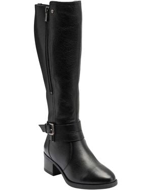 Lotus Leather Leg Boots - Black