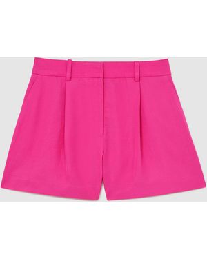 Reiss Tailored Shorts With Linen - Pink