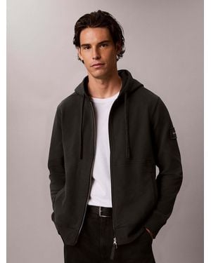 Calvin Klein Calvin Klein Cotton Terry Badge Zip Hoodie - Black