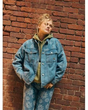 Roxy Floral Print Salty Horizon Denim Jacket - Blue