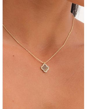 Jon Richard Tone And Tiger Eye Clover Pendant - Brown