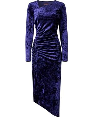 Joe Browns Asymmetric Hem Crushed Velour Dress - Blue
