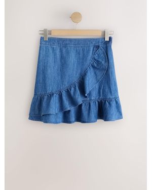 Next Frill Flippy Denim Mini Skirt - Blue