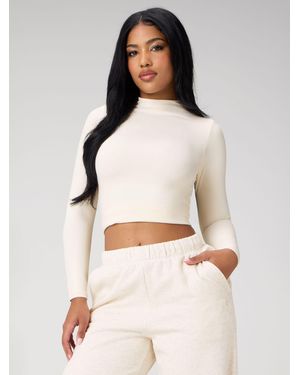 Fabletics Seamless Long Sleeve Essential T-Shirt - Natural