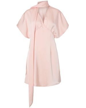 Y.A.S Y. A.S Y. A.S Tie Neck Short Sleeve Dress - Pink