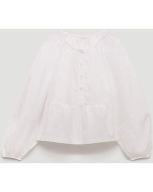 Hush Beck Cotton Peplum Blouse - Natural