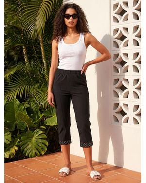 Roman Petite Turn Up Cropped Pants - Black