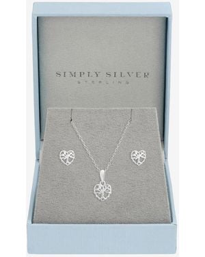 Simply Silver Polished Tree Of Love Set - Grey