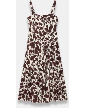 Mint Velvet Linen Blend Printed Midi Dress - White