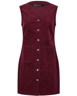 M Com Petite Cord Button Pinafore Dress - Purple
