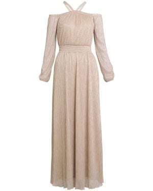 Gina Bacconi Sylvia Metallic Off The Shoulder Dress - Natural