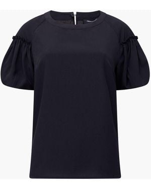 French Connection Crepe Light Puff Sleeve Top - Black