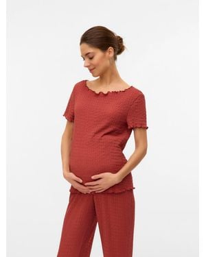 Mama.licious Maternity Co-Ord Jersey Short Sleeve Top - Red