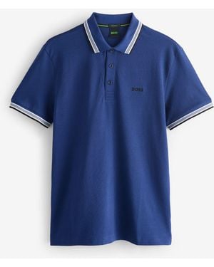 BOSS Regular Fit Paddy Tipped Collar Polo Shirt - Blue
