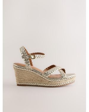 Next Forever Comfort Faux Suede Plait Cross-Over Wedges - Natural