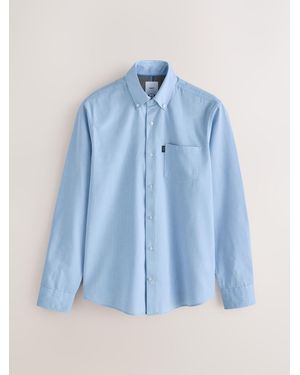 Next Slim Fit Button Down Easy Iron Oxford Shirt - Blue