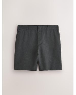 Next Regular Fit Plain Front Smart Shorts 2 Pack - Black
