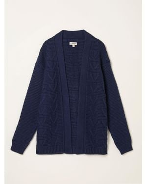 FatFace Ezzie Knitted Edge To Edge Cardigan - Blue