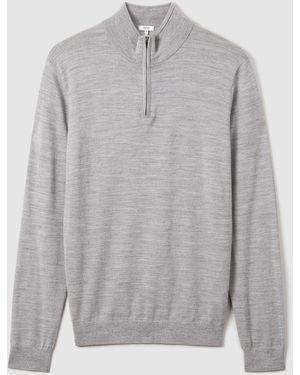 Reiss Blackhall Pullover Aus Merinowolle Mit Trichterhals Und Halbem Reißverschlussx-Small - Grau