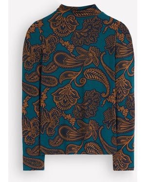 Boden High Neck Jersey Top - Blue