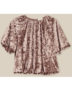 Monsoon Breeda Bubble Hem Crushed Velvet Top - Pink