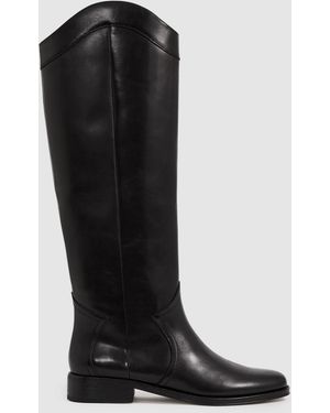 PAIGE Leather Knee-High Riding Boots, & Camel - Black