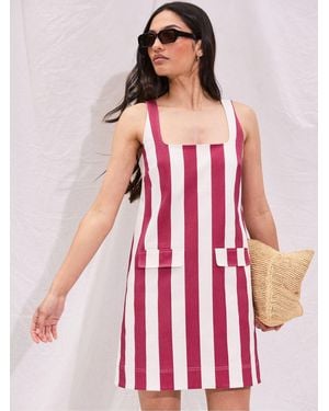 Ro & Zo Stripe Pocket Detail Mini Dress - Pink