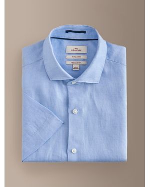 Next Signature Langarmhemd Aus Leinen Mit Korbgeflecht - Blau