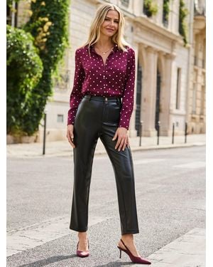 Sosandar Polka Dot Print Satin Shirt With Buttons - Red