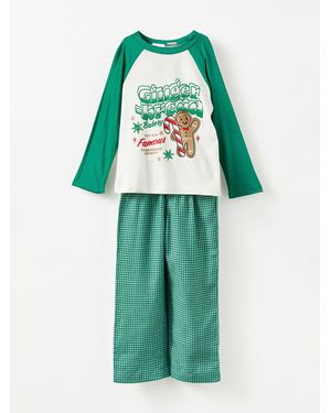 Cotton On Adult Matching Family Christmas Raglan Long Sleeve Pyjamas Set - Green