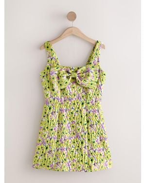 Next Bow Front Sleeveless Mini Dress - Green