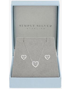 Simply Silver Pave Heart And Infinity Set - Grey