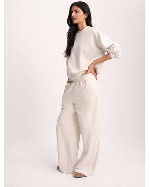 The Set Boxy Crew Neck Sweatshirt And Straight Leg Sweatpants Co-Ord Neutral - Natural