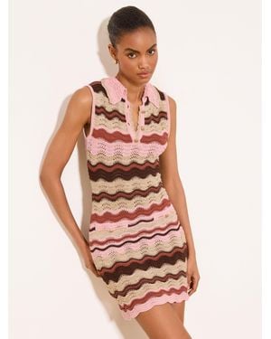 Lipsy Crochet Knitted Mini Dress - Pink